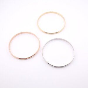 Timeless Women's 14k Gold-Plated 3-Tone Set of 3 Bangle Bracelet Sz 2.75in **